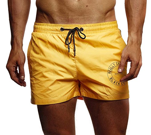 Leif Nelson Calzoncillos de baño Nadar Pantalones Cortos LN-9210 Amarillo Medium