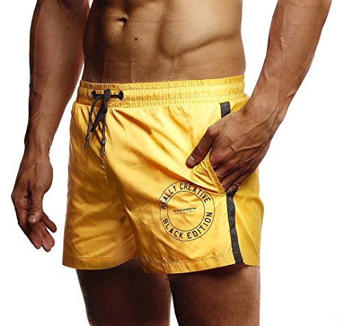 Leif Nelson Calzoncillos de baño Nadar Pantalones Cortos LN-9210 Amarillo Medium