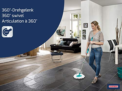 Leifheit Set de fregona rotatoria Clean Twist Disc Mop, fregona giratoria y cubo, set de limpieza con sistema de regulación de la humedad