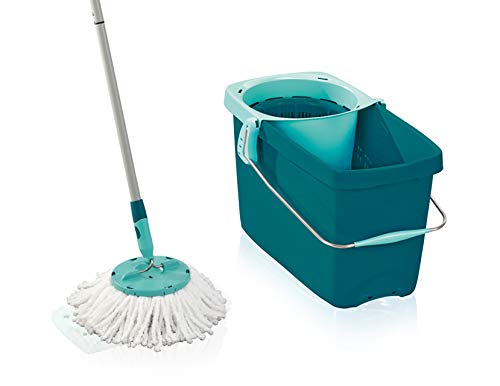 Leifheit Set de fregona rotatoria Clean Twist Disc Mop, fregona giratoria y cubo, set de limpieza con sistema de regulación de la humedad