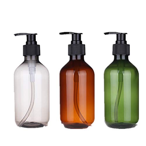 Leisial 3pcs Botella de Champú Plástico Redonda Botes Botella de Pulverizacion Vacíos para Gel de Ducha Botella Cosmetica para Accesorios de Viaje - 500ml