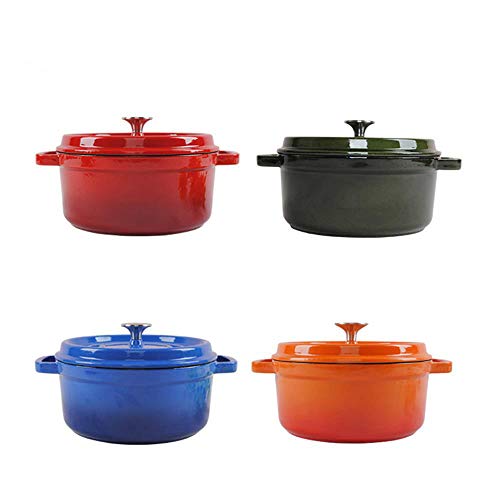 LEIXNDPLBO Esmalte Horno de Hierro Fundido Utensilios de Cocina Redondos Cocina de cocción Vapor Guiso Sopa Olla Cazuela Stock Ollas Cacerola, 22 cm Azul pálido