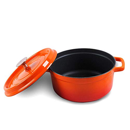 LEIXNDPLBO Esmalte Horno de Hierro Fundido Utensilios de Cocina Redondos Cocina de cocción Vapor Guiso Sopa Olla Cazuela Stock Ollas Cacerola, 22 cm Azul pálido