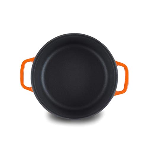 LEIXNDPLBO Esmalte Horno de Hierro Fundido Utensilios de Cocina Redondos Cocina de cocción Vapor Guiso Sopa Olla Cazuela Stock Ollas Cacerola, 22 cm Azul pálido