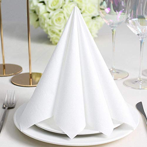 LEKOCH Decoración Toalla desechable Toalla de Lino Servilleta de Cena | Papel Toallas de Mano para Bodas Restaurante Fiestas en la Cocina | 40 cm x 40 cm Paquete de 50（Blanco）