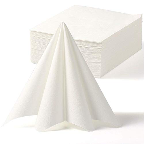 LEKOCH Decoración Toalla desechable Toalla de Lino Servilleta de Cena | Papel Toallas de Mano para Bodas Restaurante Fiestas en la Cocina | 40 cm x 40 cm Paquete de 50（Blanco）