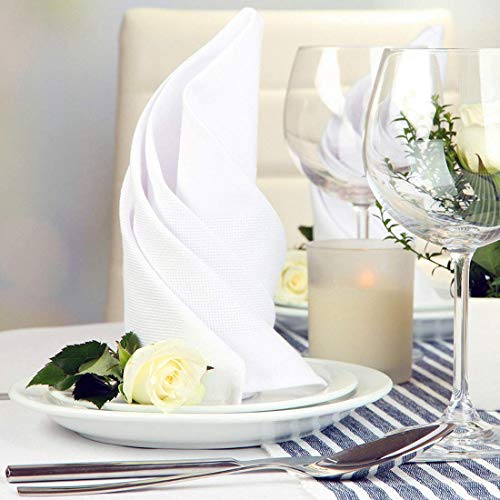 LEKOCH Decoración Toalla desechable Toalla de Lino Servilleta de Cena | Papel Toallas de Mano para Bodas Restaurante Fiestas en la Cocina | 40 cm x 40 cm Paquete de 50（Blanco）