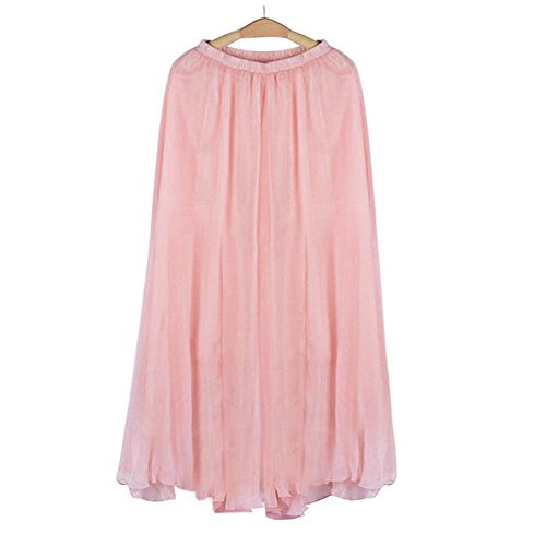 Lenfesh_Vestidos Falda para Mujer,Lenfesh Falda Tul Mujer Midi Falda Largo de Playa elástico Cintura Alta de Gasa de Midi Maxi Falda Plisada con Cintura Elástica para Mujeres