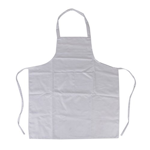 LEORX Sin mangas cocina cocina delantal con bolsillo (blanco)