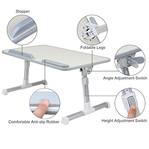 Lepdesks - Bandeja para portátil o cama, altura regulable, plegable, soporte para ordenador portátil, mesa para la cama, mesa de desayuno, mesa para el ordenador portátil, mesa para el cuidado