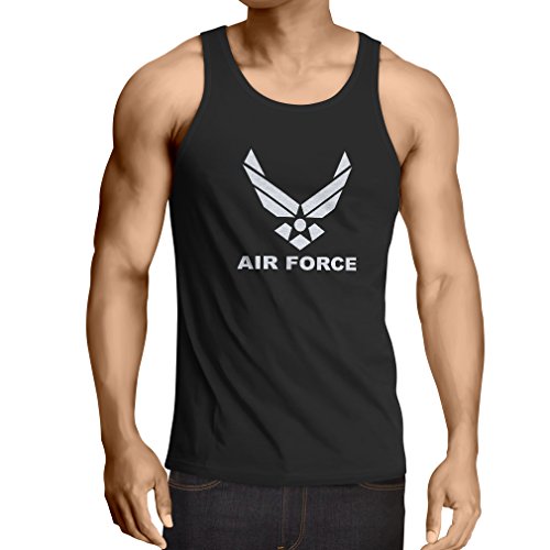 lepni.me Camisetas de Tirantes para Hombre United States Air Force (USAF) - U. S. Army, USA Armed Forces (XXXX-Large Negro Blanco)