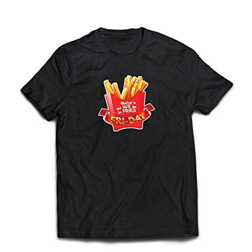 lepni.me Camisetas Hombre No Hay Nosotros con Patatas Fritas, Ropa de Viernes, Amante de la Comida chatarra (Small Negro Multicolor)