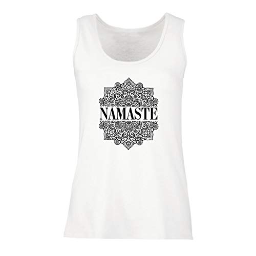 lepni.me Camisetas sin Mangas para Mujer Meditación Yoga Namaste Mandala Zen Regalo Espiritual para Yogui (Small Blanco Multicolor)