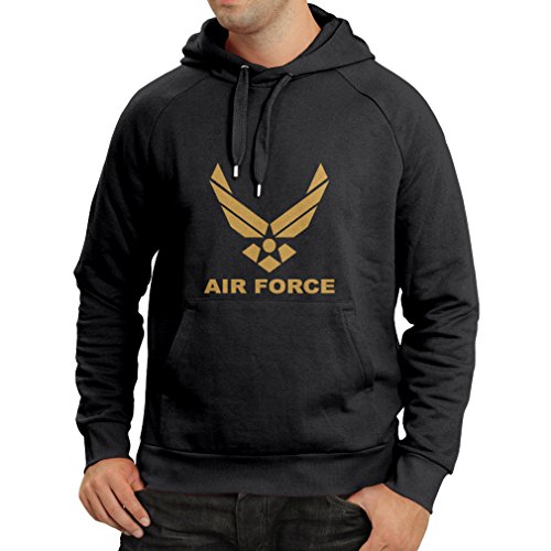 lepni.me Sudadera con Capucha United States Air Force (USAF) - U. S. Army, USA Armed Forces (Medium Negro Oro)