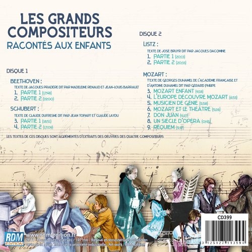 Les Grands Compositeurs racontés aux enfants : Beethoven, Liszt, Mozart, Schubert - Coffret 2CD