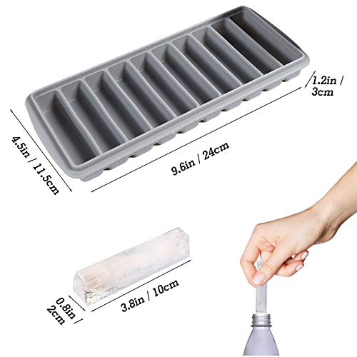 LessMo Stick Bandeja del Cubo de Hielo, de Silicona, con Tapa, Ideal para los Deportes y Las Botellas de Agua, 10 cavidades (Conjunto de 3, Multicolor)