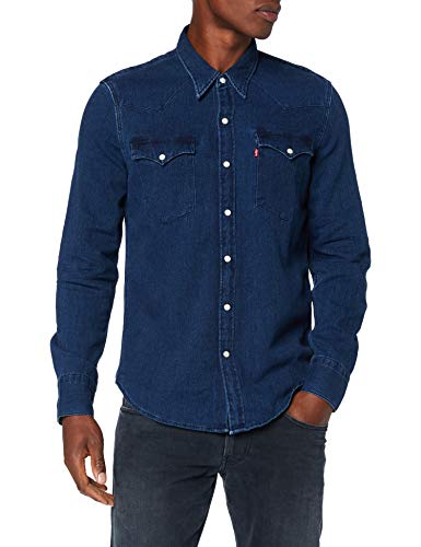 Levi's Barstow Western Camisa Casual de Manga Larga, Azul (Indigo Flannel Mid T2 H2 19 0322), Small para Hombre