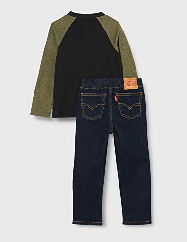 Levi's Kids Lvb Raglan Top Jeans Set Conjunto para bebés y niños pequeños Bebé-Niños Olive Night Heather 9 meses