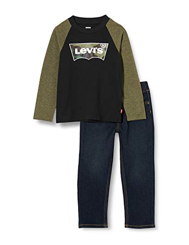 Levi's Kids Lvb Raglan Top Jeans Set Conjunto para bebés y niños pequeños Bebé-Niños Olive Night Heather 9 meses