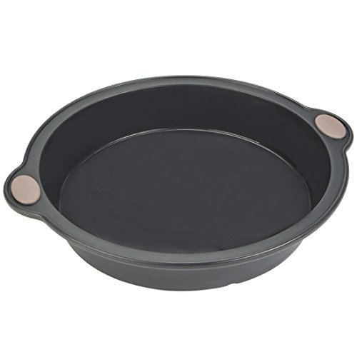 Levivo Molde de silicona redondo para bizcocho 24 cm, molde sin engrasado, molde de silicona para bizcocho, molde, molde de silicona, molde de silicona para tartas redondas, molde antiadherente, gris