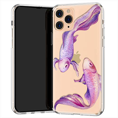 Lex Altern TPU Funda para Apple iPhone 11 Pro SE XS MAX XR 8 X 7 Plus 6s 5 Morada Pescadoes Delgado Rosado Femenina Ligera Elegant Linda Transparente Tender Carcasa Cubierta Amable uk0740