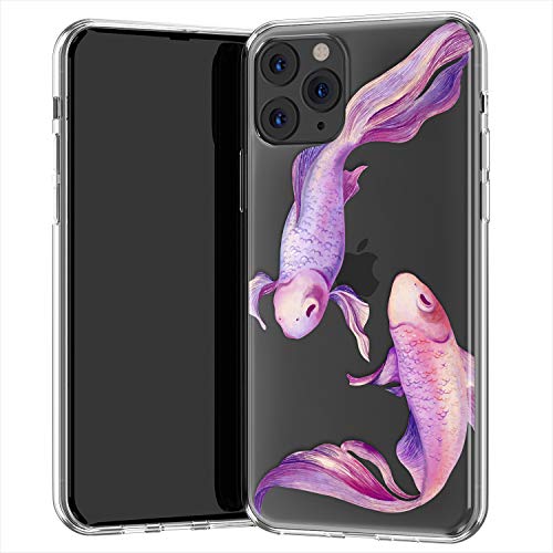 Lex Altern TPU Funda para Apple iPhone 11 Pro SE XS MAX XR 8 X 7 Plus 6s 5 Morada Pescadoes Delgado Rosado Femenina Ligera Elegant Linda Transparente Tender Carcasa Cubierta Amable uk0740