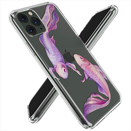 Lex Altern TPU Funda para Apple iPhone 11 Pro SE XS MAX XR 8 X 7 Plus 6s 5 Morada Pescadoes Delgado Rosado Femenina Ligera Elegant Linda Transparente Tender Carcasa Cubierta Amable uk0740