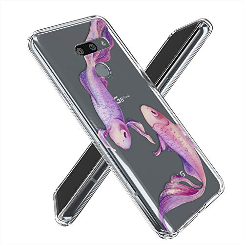 Lex Altern TPU Funda para LG G8 K40 G7 V50 V40 Stylo 5 V20 K30 K20 G6 Morada Pescadoes Delgado Rosado Femenina Ligera Elegant Linda Transparente Tender Suave Carcasa Cubierta Amable uk0740