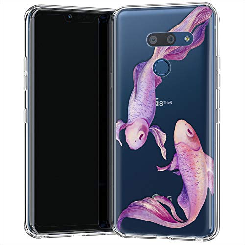 Lex Altern TPU Funda para LG G8 K40 G7 V50 V40 Stylo 5 V20 K30 K20 G6 Morada Pescadoes Delgado Rosado Femenina Ligera Elegant Linda Transparente Tender Suave Carcasa Cubierta Amable uk0740