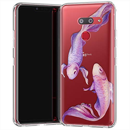 Lex Altern TPU Funda para LG G8 K40 G7 V50 V40 Stylo 5 V20 K30 K20 G6 Morada Pescadoes Delgado Rosado Femenina Ligera Elegant Linda Transparente Tender Suave Carcasa Cubierta Amable uk0740