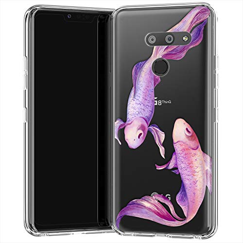 Lex Altern TPU Funda para LG G8 K40 G7 V50 V40 Stylo 5 V20 K30 K20 G6 Morada Pescadoes Delgado Rosado Femenina Ligera Elegant Linda Transparente Tender Suave Carcasa Cubierta Amable uk0740