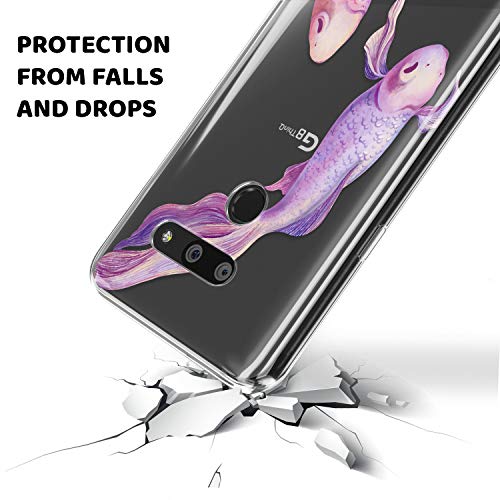 Lex Altern TPU Funda para LG G8 K40 G7 V50 V40 Stylo 5 V20 K30 K20 G6 Morada Pescadoes Delgado Rosado Femenina Ligera Elegant Linda Transparente Tender Suave Carcasa Cubierta Amable uk0740