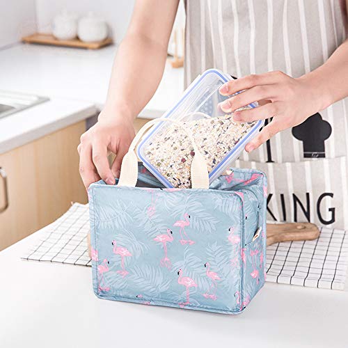 Lezed Bolsa Térmica Almuerzo con Aislamiento de Flamencos Impermeable Bolsa Isotermica Porta Fiambrera Alimentos Lunch Bag Contenedor Aislado para Mujeres, Adultos, Estudiantes y Niños Picnic 2Pack