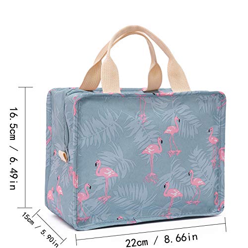 Lezed Bolsa Térmica Almuerzo con Aislamiento de Flamencos Impermeable Bolsa Isotermica Porta Fiambrera Alimentos Lunch Bag Contenedor Aislado para Mujeres, Adultos, Estudiantes y Niños Picnic 2Pack