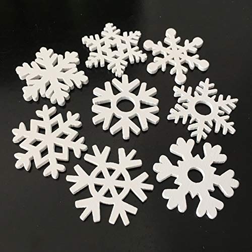 LEZED Copo de Nieve de Madera de Navidad Adornos Blanca Copos de Nieve Ahuecados Adornos Colgantes de Árboles para Decoraciones de Copos de Nieve Suministros de artesanía navideñas 100 Piezas 35mm