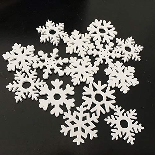 LEZED Copo de Nieve de Madera de Navidad Adornos Blanca Copos de Nieve Ahuecados Adornos Colgantes de Árboles para Decoraciones de Copos de Nieve Suministros de artesanía navideñas 100 Piezas 35mm