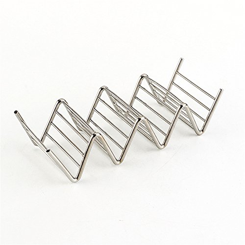 Lezed Soporte para Taco de Acero Inoxidable Taco Shell Soportes para Tacos Mexicanos/Burritos/Sandwiches y Más Holder para taco con capacidad para 3 o 4 Tacos duros o blandos, 1 Pack