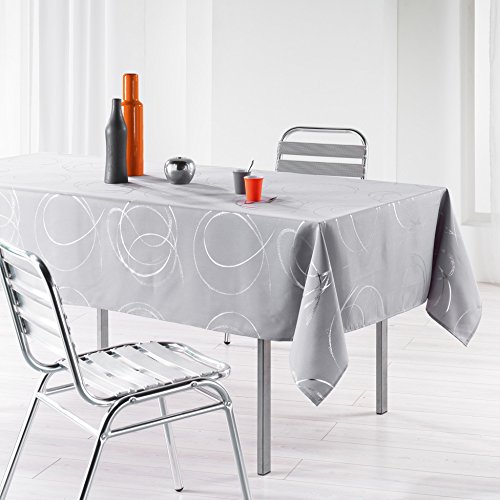 L'Harmonie Du Décor - 1721578, Mantel Rectangular, 150 X 240 Cm, Bully, Poliéster Estampado Plata, Gris