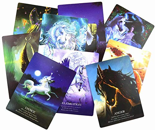 LHJY 44cards Hot Full English Unicorn Oracle Cards Deck, Misterioso Tarot Cards, Guidance Adivination Fate Juego De Mesa De Juguete