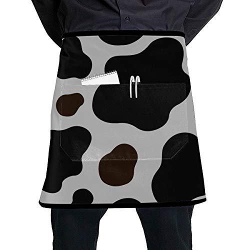 LIANGWE Delantal de Camarera para niñas Marrón y Chocolate Blanco Delantal de Camarero de Camarera Animal con Bolsillo Grande Unisex para Cocina Elaboración de Dibujo de Barbacoa