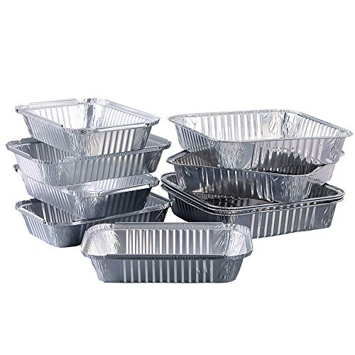 LICHAO Paquete de 30 bandejas Desechables de Papel de Aluminio, Papel de Aluminio Engrosado reciclable, bandejas de Almacenamiento de Alimentos, Caja de Barbacoa, para cocinar, Hornear, Calentar