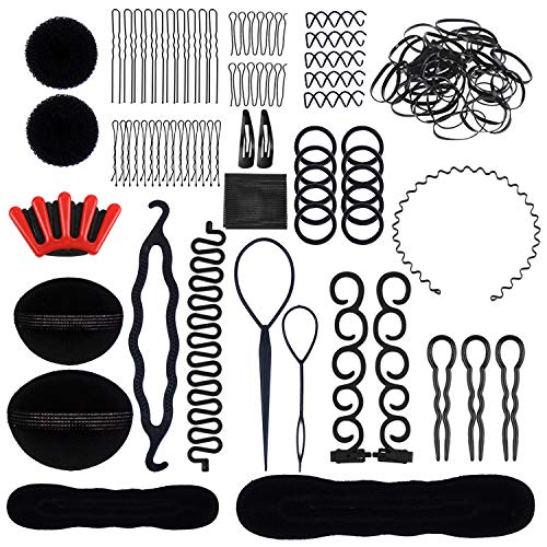 Lictin 24 pcs Accesorios de Peinado- Set de Diseño de Cabello, Accesorios de Cabello Trenzado Peinado Clip para DIY Pelo para Niñas Mujeres