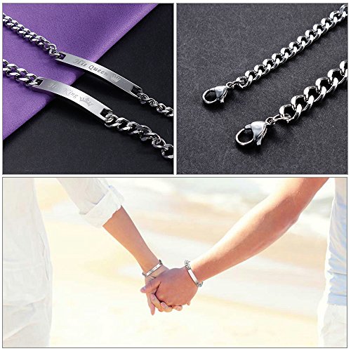 Lictin 4Pcs Collar Pulsera para Parejas Acero Inoxidable Collares Pulseras Regalo de cumpleaños Regalo de San Valentin