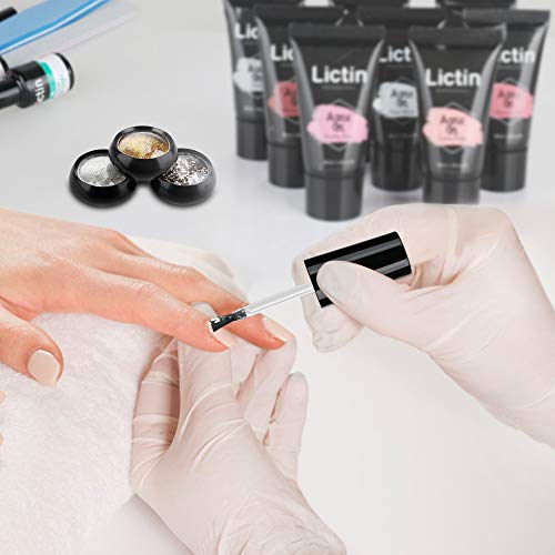 Lictin Kit Gel de Extensión de Uñas- 8 Colores Kit Poly Gel para Uñas con 8 * 30ml Extension Glue , 100 Pcs Uñas, 3 * Polvo de Uñas, Seguro y Fácil, Adecuado Para Manicuristas, Principiantes