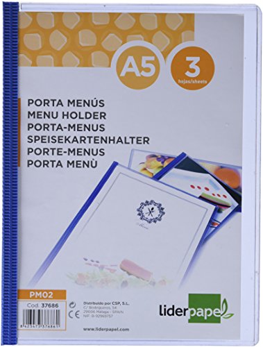 Liderpapel 37686 - Porta menus PVC on 3 fundas, A5