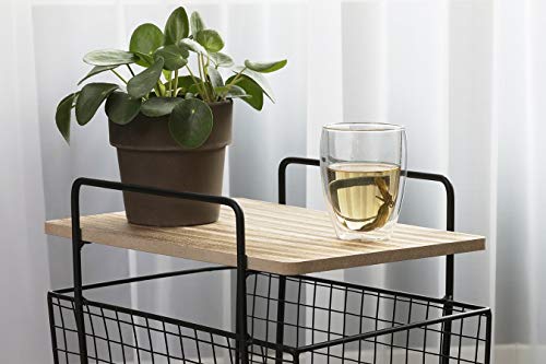 LIFA LIVING Revistero de Suelo, Revistero de Metal con Bandeja de Madera como Mesa de café, Soporte de periódicos para Sala de Estar, Oficina y salón