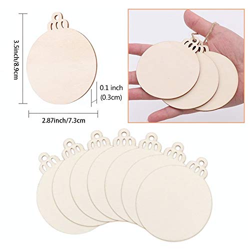 Lifreer 30 piezas de madera natural rodajas de madera redonda bolas en blanco colgantes árbol de Navidad adornos para bricolaje manualidades decoraciones de árbol de Navidad