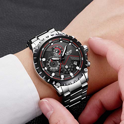 LIGE Relojes Hombres Acero Inoxidable Impermeable 30M Deportes Reloj De Cuarzo Analógico Moda Fecha Negocios Reloj Clásico Negro Hombres