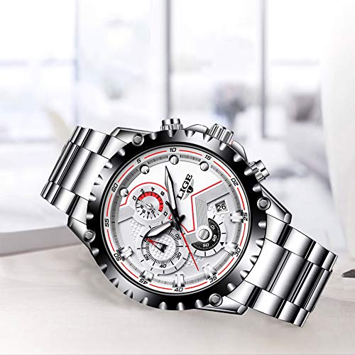 LIGE Relojes Hombres Acero Inoxidable Impermeable 30M Deportes Reloj De Cuarzo Analógico Moda Fecha Negocios Reloj Clásico Negro Hombres