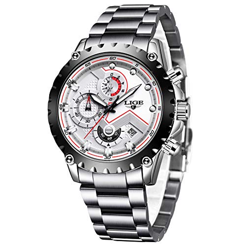 LIGE Relojes Hombres Acero Inoxidable Impermeable 30M Deportes Reloj De Cuarzo Analógico Moda Fecha Negocios Reloj Clásico Negro Hombres